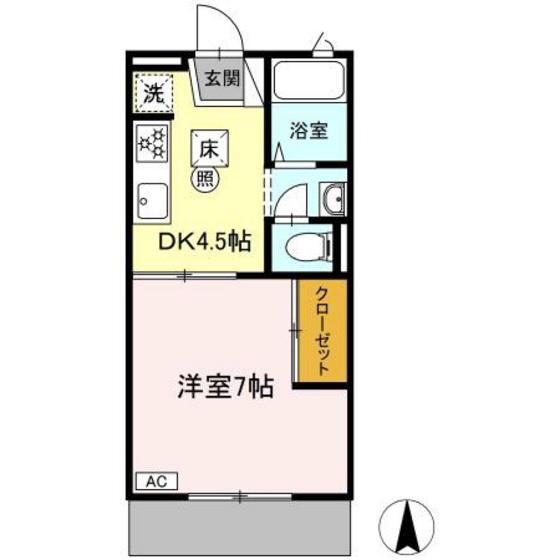 エルマンション(1DK/1階)の間取り写真