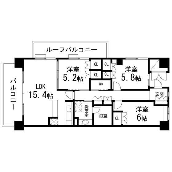 仙台中山ヒルズ(3LDK/8階)の間取り写真