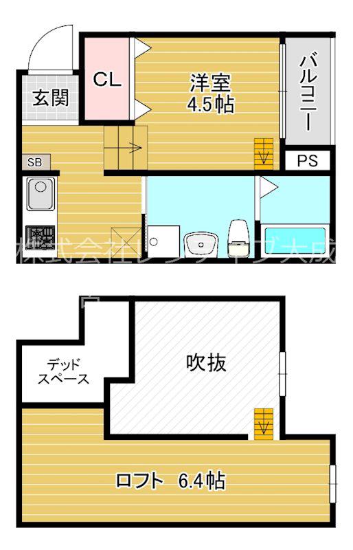 LUNA北巽STA(1K/2階)の間取り写真