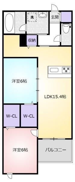 CANNON CORT(2LDK/3階)の間取り写真