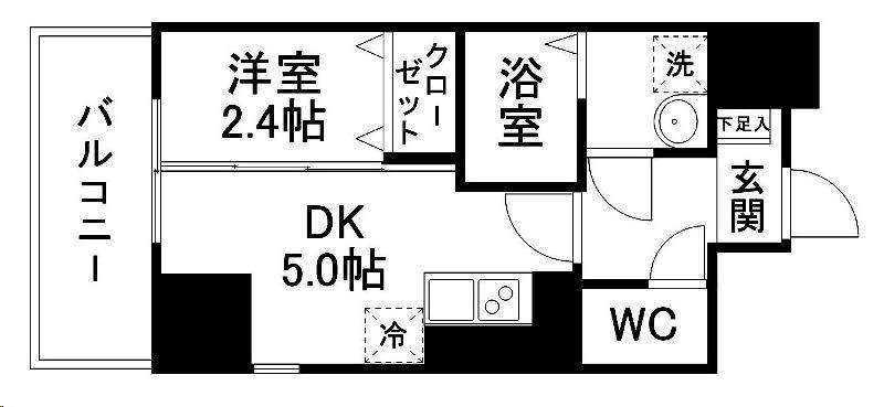 グラン・ドミール小田原弓ノ町(1DK/4階)の間取り写真