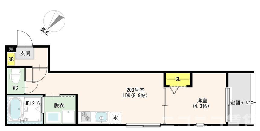 LUMIERE TERRACE MIZUE(1LDK/2階)の間取り写真