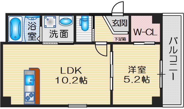 SCALA TOYOTSU(1LDK/3階)の間取り写真