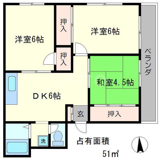 グレーシー高野(3DK/4階)の間取り写真