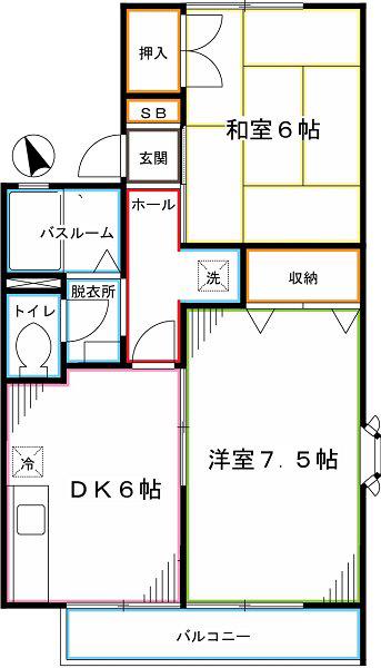 プリマベーラ(2DK/2階)の間取り写真