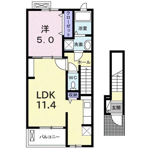 ベル・モンドK(1LDK/2階)の間取り写真