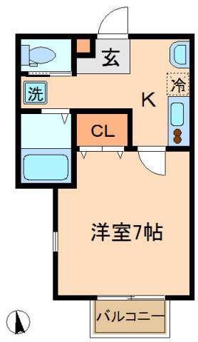 スミール市川(1K/2階)の間取り写真
