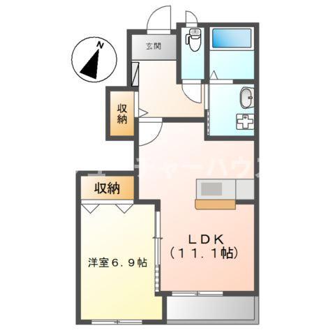 プティ ヴェール B(1LDK/1階)の間取り写真