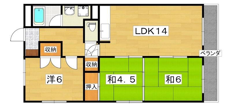 第二メゾン香里(3LDK/2階)の間取り写真