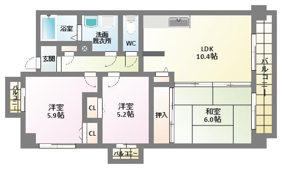 ルミエール(3LDK/3階)の間取り写真