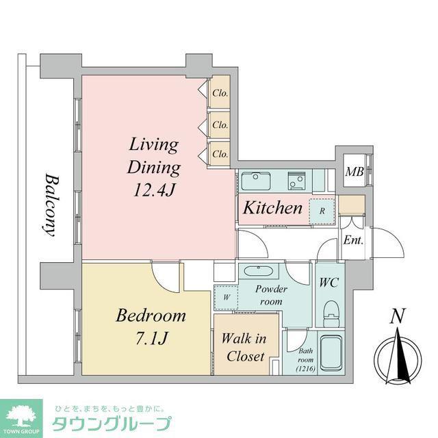 ドゥーエ蒲田(1LDK/11階)の間取り写真