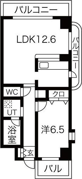 音羽壱番館SAKAE(1LDK/2階)の間取り写真