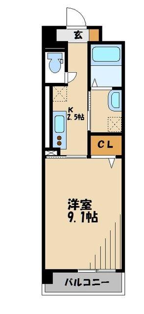 プラシード(1K/4階)の間取り写真