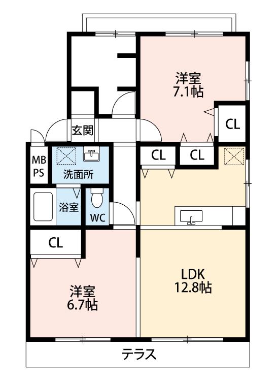 センチュリー住吉(2LDK/1階)の間取り写真