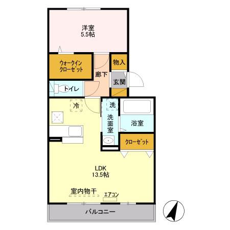 セイチ上近江(1LDK/3階)の間取り写真