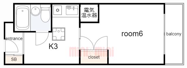 ハイツSEA&SEE(1K/4階)の間取り写真