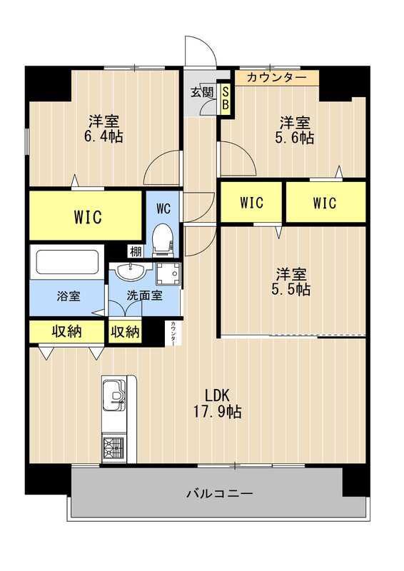 LIBTH光の森(3LDK/7階)の間取り写真