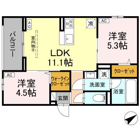 アルスフィルド相模原(2LDK/2階)の間取り写真