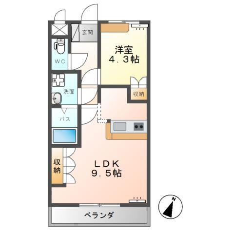 PROSPERITA(1LDK/2階)の間取り写真