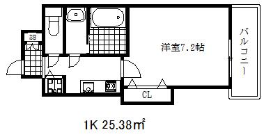 ラグゼ芦屋南(1K/3階)の間取り写真