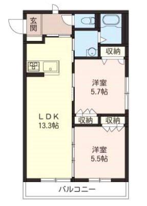 アンソナード(2LDK/2階)の間取り写真