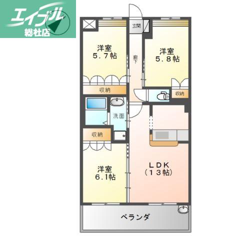 センチュリーカーサ(3LDK/2階)の間取り写真