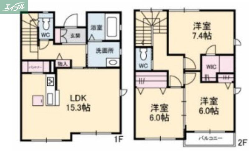 KOC津島福居 B棟(3LDK/1階)の間取り写真