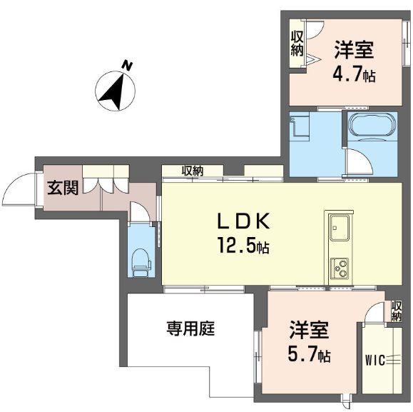 リトルベアー(2LDK/1階)の間取り写真