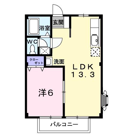 アーバン・プレイス(1LDK/1階)の間取り写真