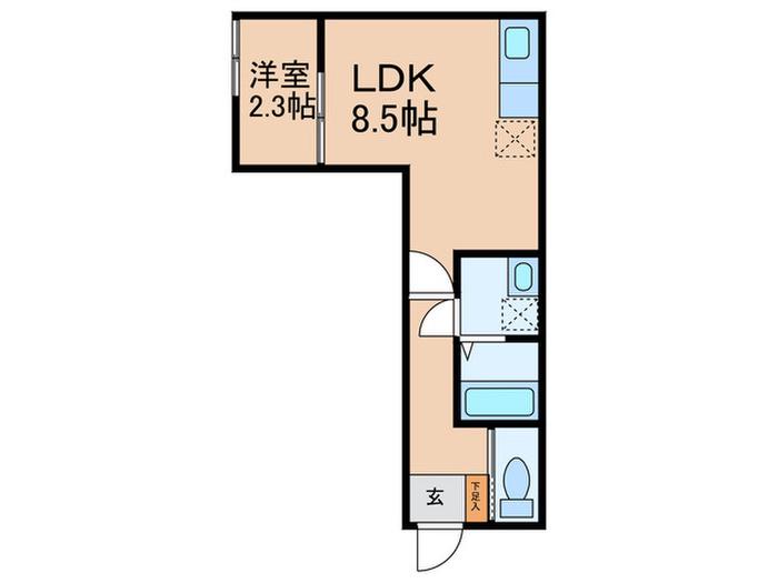 アルテ久留米(1LDK/1階)の間取り写真