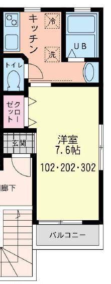 STAR SHIP 共恵(1K/2階)の間取り写真