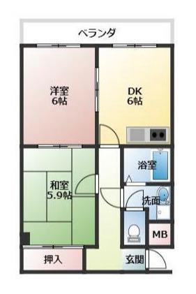 ラフィーネ深井清水(2DK/3階)の間取り写真
