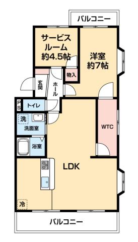 フローラ蜆塚II(2LDK/2階)の間取り写真