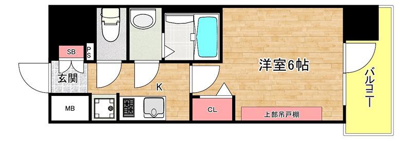 プレリス阿波座BLOOM(1K/3階)の間取り写真