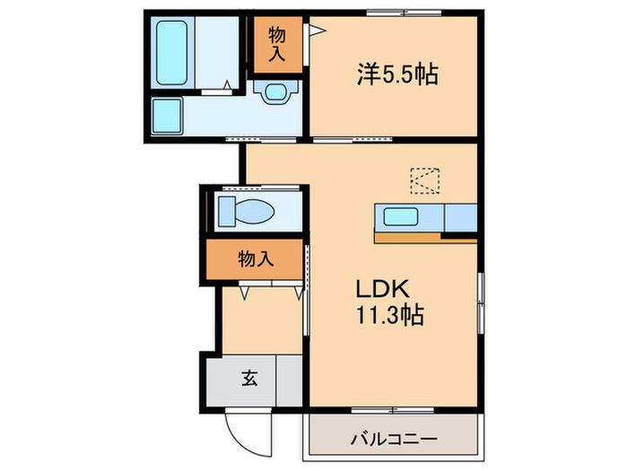 トゥルーハート(1LDK/1階)の間取り写真