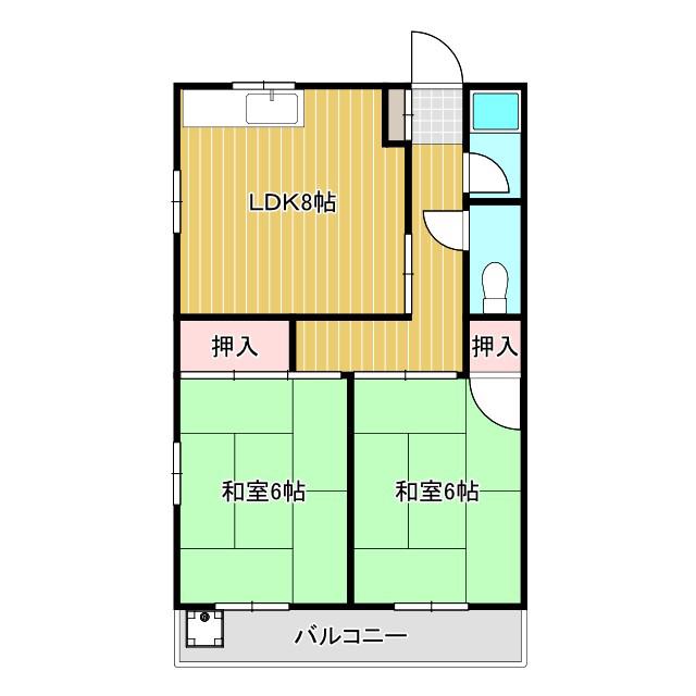 明神マンション1号(2LDK/4階)の間取り写真