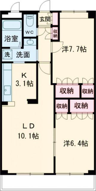 サウス23(2LDK/3階)の間取り写真