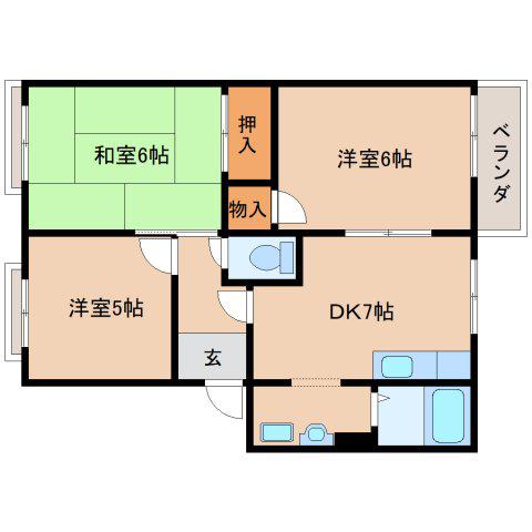 ピック小明B(3DK/2階)の間取り写真