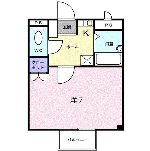 ニュークレイン B(1K/2階)の間取り写真