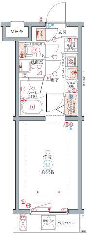 クレヴィスタ柴又(1K/2階)の間取り写真
