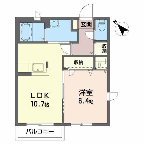 リリー・シャーメゾンF(1LDK/2階)の間取り写真