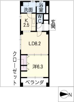オークハウス千種(1LDK/4階)の間取り写真