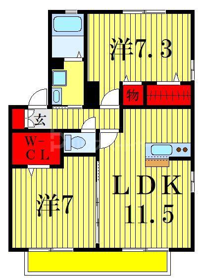 グリーンビュー菅野(2LDK/2階)の間取り写真