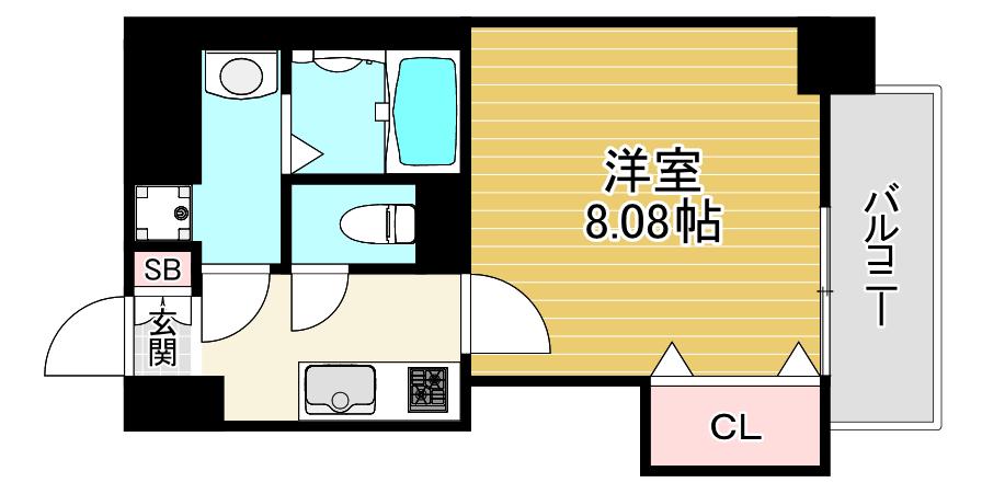 ドゥエリングASAHI(1K/6階)の間取り写真