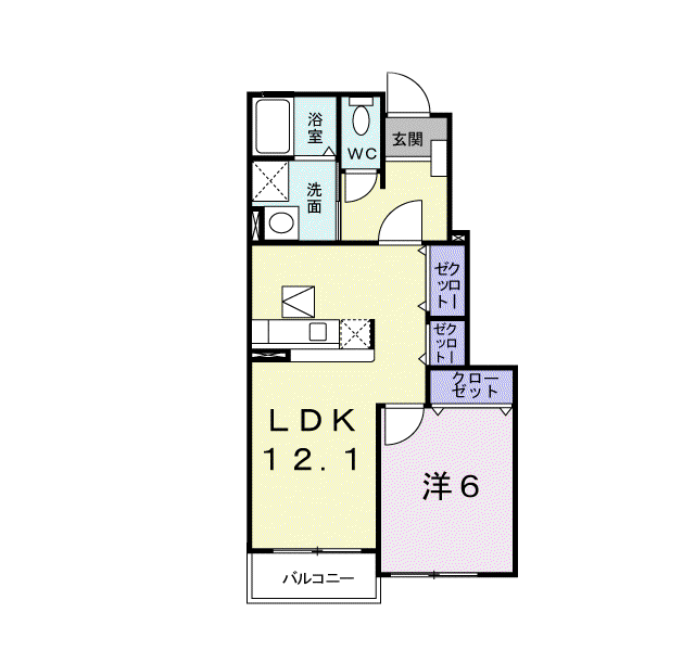 アロッジオ・アルバ(1LDK/1階)の間取り写真