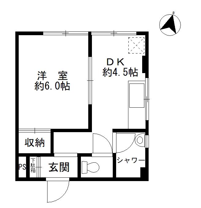 住田ビル(1DK/3階)の間取り写真