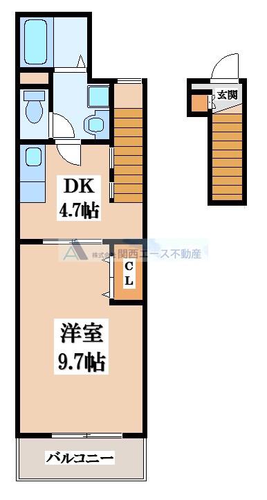 アーク島之内(1DK/2階)の間取り写真