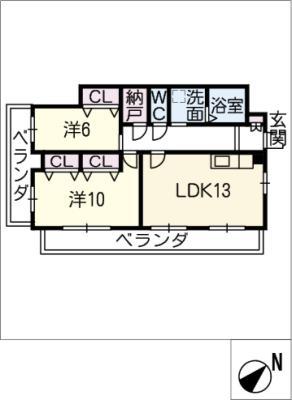 シャトレ御棚(2LDK/5階)の間取り写真