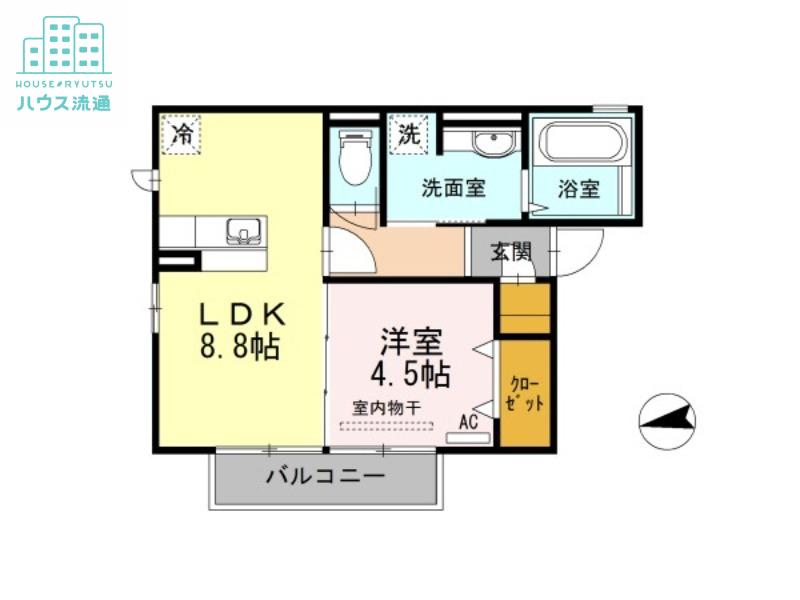 エスポワールK(1LDK/2階)の間取り写真