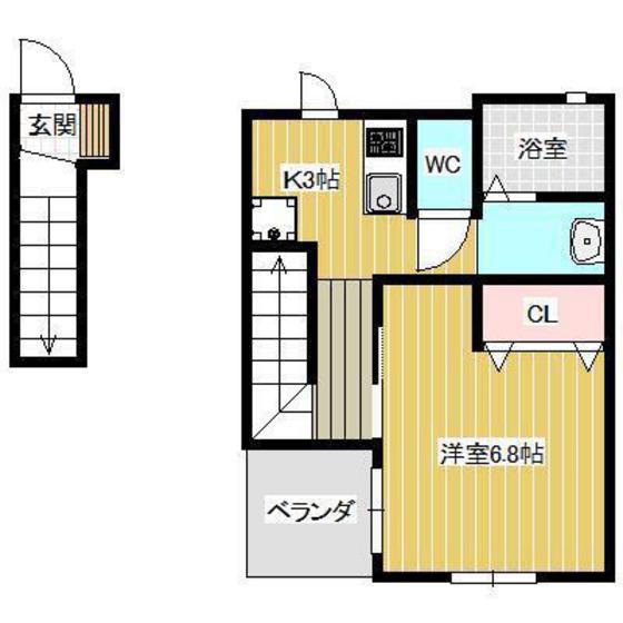 LOUVRE NAGAOKA(1K/2階)の間取り写真